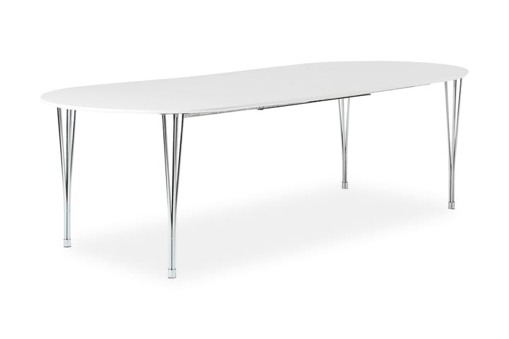 Bord Sterling Förlängningsbart 160 cm Ovalt - Vit|Krom - Möbler - Bord - Matbord & köksbord