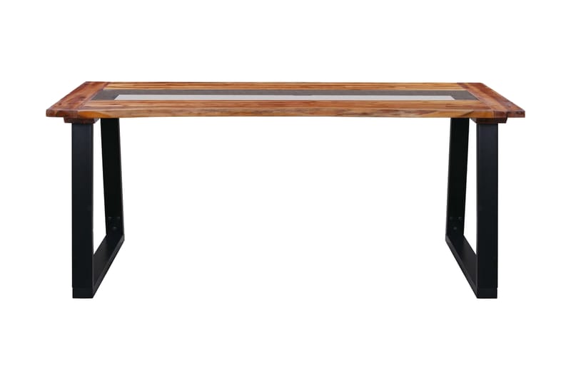 Matbord 180x90x75 cm massivt akaciaträ och glas - Brun - Möbler - Bord & matgrupp - Matbord & köksbord