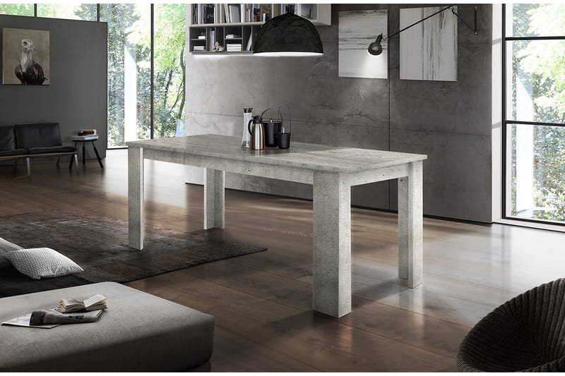 Matbord Ajesa Förlängningsbart 140 cm - Vit Högglans/Betonggrå - Möbler - Bord & matgrupp - Matbord & köksbord