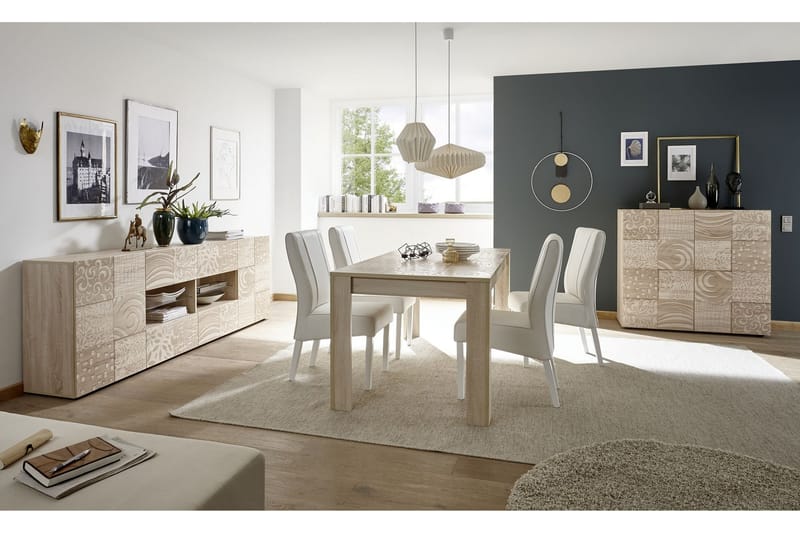 Matbord Bayoner Förlängningsbart 180 cm - Vit|Beige|Grå - Möbler - Bord & matgrupp - Matbord & köksbord