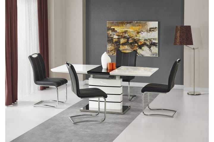 Matbord Fabela Förlängningsbart 140 cm - Vit|Svart - Möbler - Bord & matgrupp - Matbord & köksbord