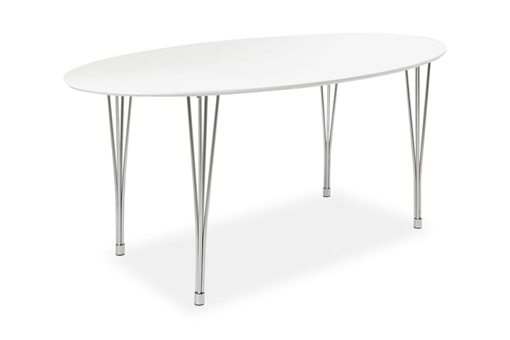 Matbord Fadia 180 cm Ovalt - Vit|Krom - Möbler - Bord - Matbord & köksbord