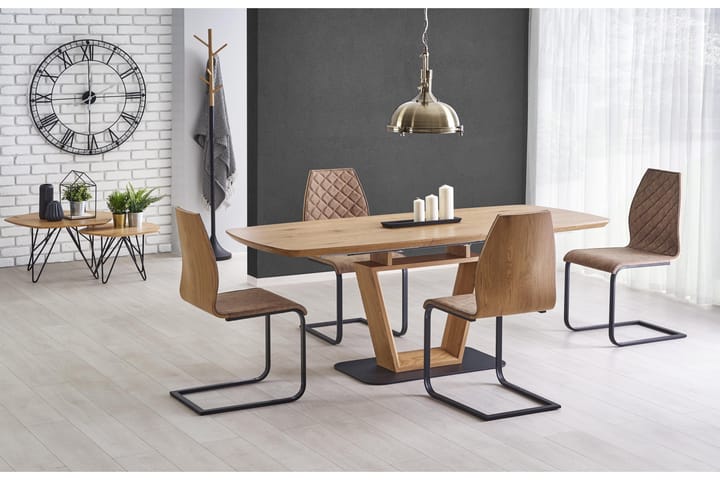 Matbord Faveto Förlängningsbart 160 cm - Ek|Svart - Möbler - Bord & matgrupp - Matbord & köksbord