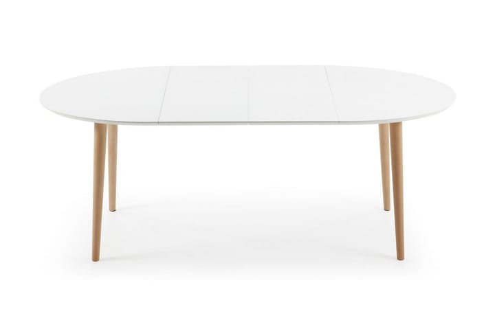 Matbord Oakland Förlängningsbart 120 cm Oval - Massivt Trä/Vit - Möbler - Bord - Matbord & köksbord