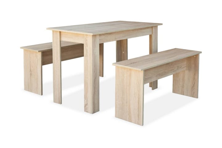 Matbord och bänkar 3 delar spånskiva ek - Brun - Möbler - Bord & matgrupp - Matbord & köksbord
