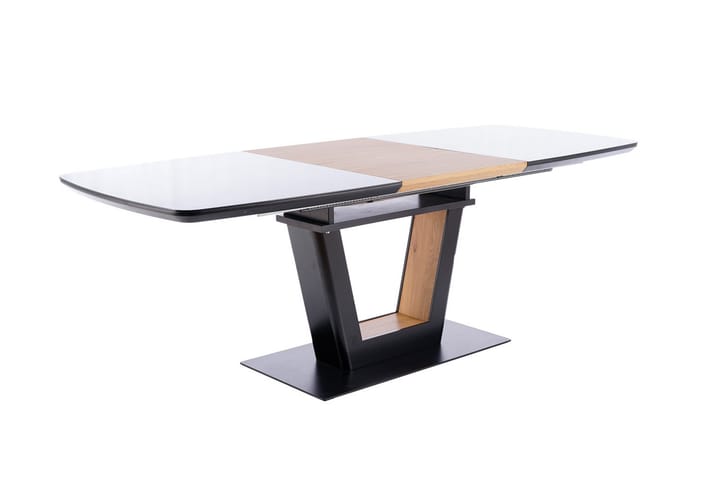 Matbord Picton Förlängningsbart 160 cm - Glas/Svart Mattlack/Ek - Möbler - Bord & matgrupp - Matbord & köksbord