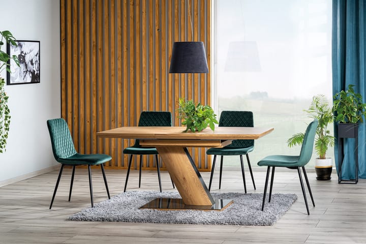 Matbord Rexdale Förlängningsbart 120 cm - Glas/Ek/Svart - Möbler - Bord & matgrupp - Matbord & köksbord