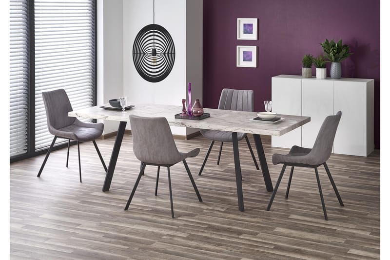 Matbord Senoia Förlängningsbart 160 cm - Marmor|Svart - Möbler - Bord & matgrupp - Matbord & köksbord