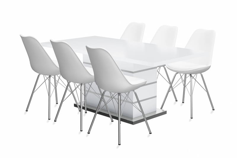 Förlängningsbart Matbord Malibu 180 cm Med 6 st Shell Matsto - Möbler - Bord & matgrupp - Matgrupp