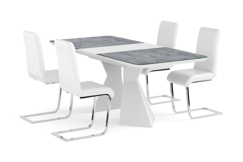 Förlängningsbart Matbord Xia 160 cm Glas Med 4 st Cibus Stol - Möbler - Bord & matgrupp - Matgrupp