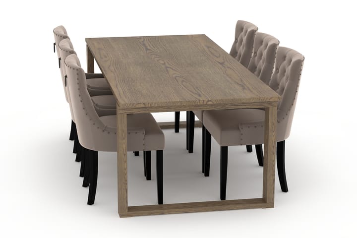 Matbord Ginette 220 cm med 6st Köksstol Ophelia - Brun - Möbler - Bord & matgrupp - Matgrupp