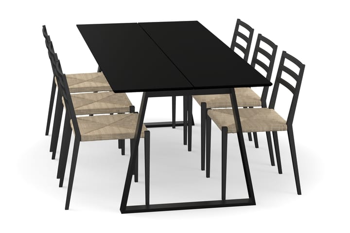 Matbord Habit 200 cm med 6st Matstol Nurgut - Svart - Möbler - Bord & matgrupp - Matgrupp