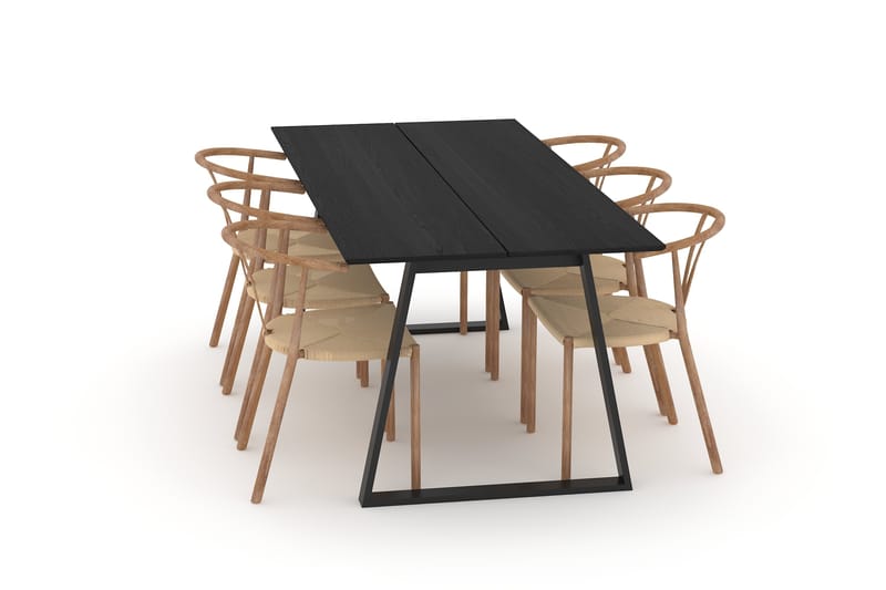 Matbord Habit 200 cm med 6st Matstol Tarnia - Svart - Möbler - Bord & matgrupp - Matgrupp