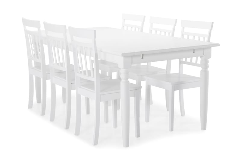 Matbord Hampton med 6 st Catskill stolar - Vit - Möbler - Bord & matgrupp - Matgrupp