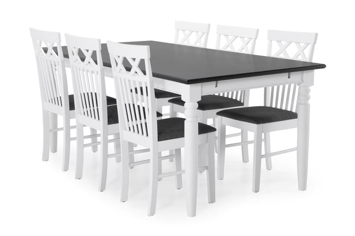 Matbord Hampton med 6 st Magdalena stolar - Vit|Svart - Möbler - Bord & matgrupp - Matgrupp