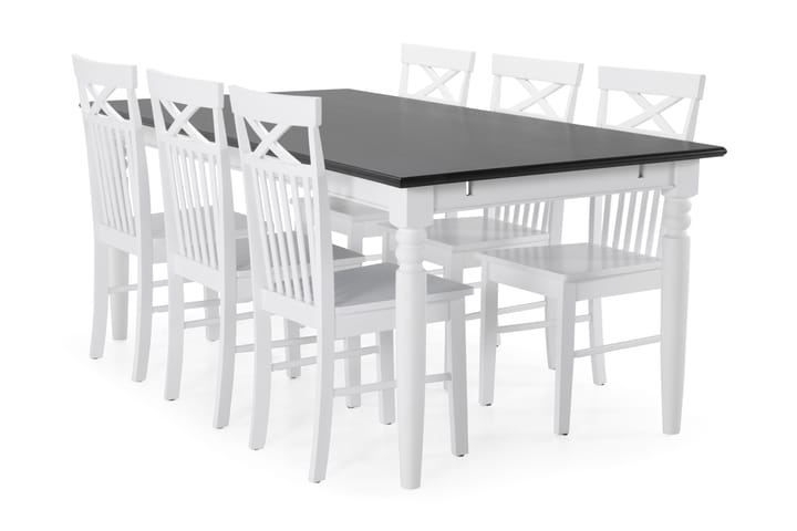 Matbord Hampton med 6 st Matilda stolar - Vit|Svart - Möbler - Bord & matgrupp - Matgrupp