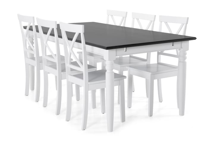 Matbord Hampton med 6 st Nadica stolar - Vit|Svart - Möbler - Bord & matgrupp - Matgrupp