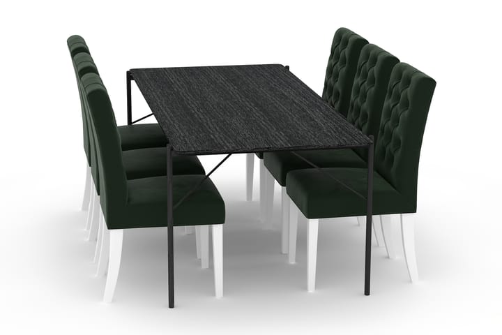 Matbord Leeling 200 cm med 6st Köksstol Emmie Sammet - Svart - Möbler - Bord & matgrupp - Matgrupp