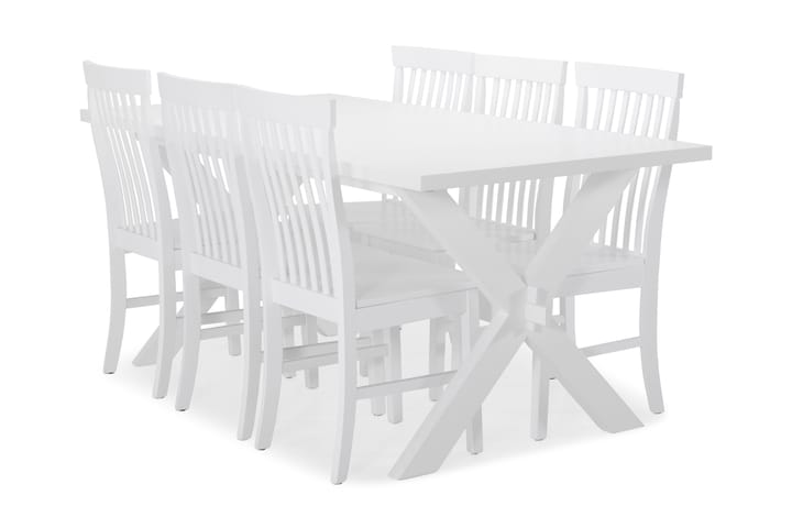 Matbord Linnea med 6 st Milica stolar - X-ben|Vitlack - Möbler - Bord & matgrupp - Matgrupp