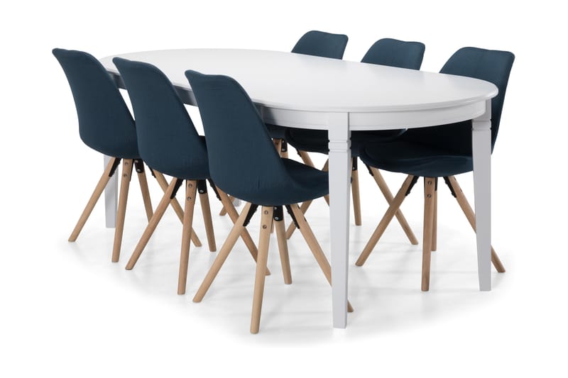 Matbord Lowisa 200 cm Ovalt - Vit|Beige|Blå - Möbler - Bord & matgrupp - Matgrupp