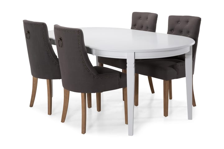 Matbord Lowisa Förlängningsbart 150 cm Ovalt - Vit|Beige|Grå - Möbler - Bord & matgrupp - Matgrupp