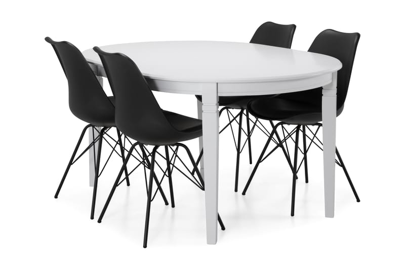 Matbord Lowisa Förlängningsbart 150 cm Ovalt - Vit|Svart - Möbler - Bord & matgrupp - Matgrupp