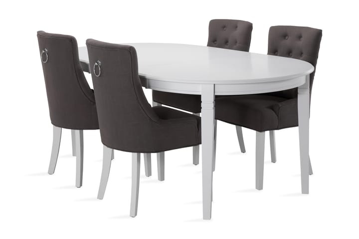 Matbord Lowisa Förlängningsbart 150 cm Ovalt - Vit|Svart|Grå - Möbler - Bord & matgrupp - Matgrupp