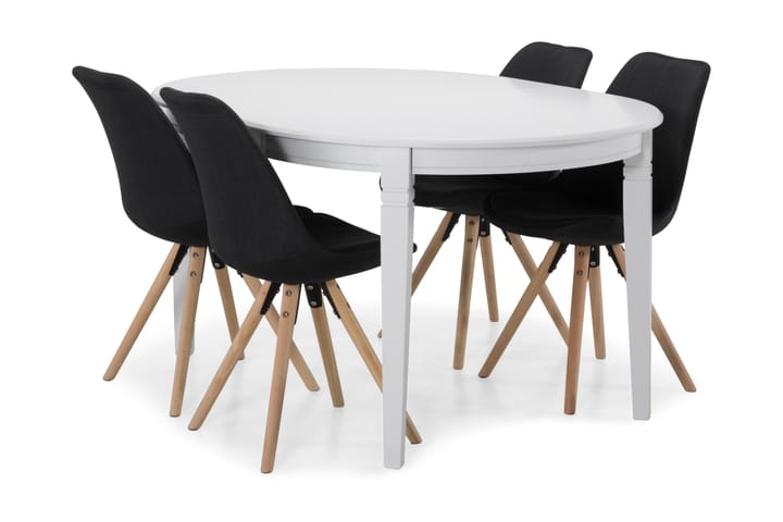 Matbord Lowisa med 4 st Anton stolar - Vit|Mörkgrå - Möbler - Bord & matgrupp - Matgrupp