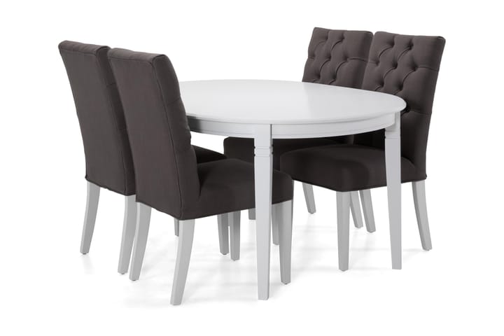 Matbord Lowisa med 4 st Emmie stolar - Vit|Mörkgrå - Möbler - Bord & matgrupp - Matgrupp