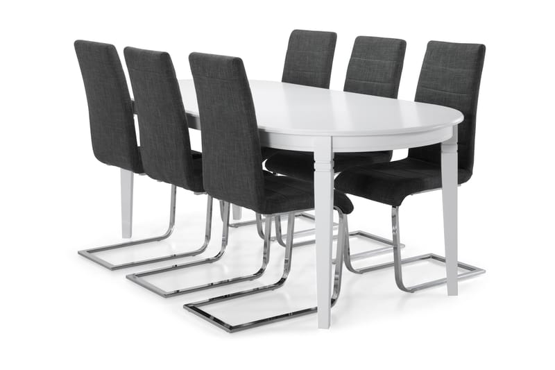 Matbord Lowisa med 4 st Jack stolar - Vit|Grå - Möbler - Fåtölj & stolar - Matstol & köksstol