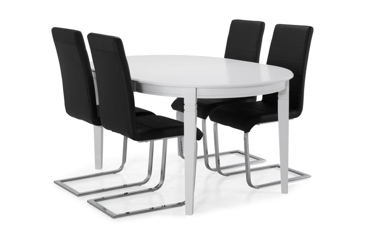 Matbord Lowisa med 4 st Jack stolar - Vit|Svart|Krom - Möbler - Bord & matgrupp - Matgrupp