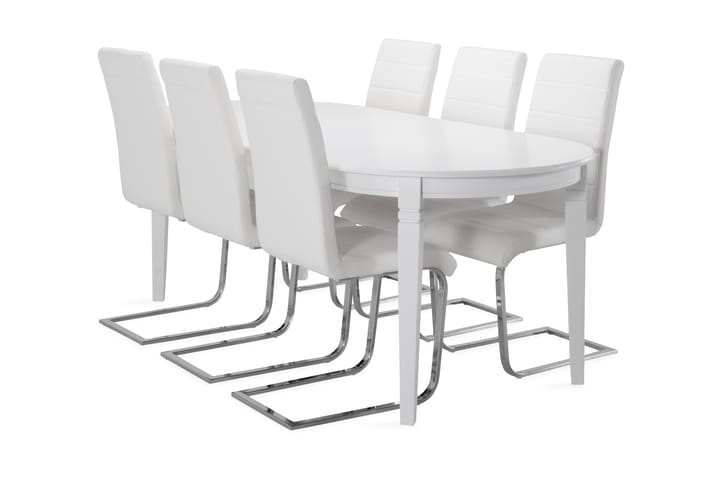 Matbord Lowisa med 6 st Jack stolar - Vit|Krom - Möbler - Bord & matgrupp - Matgrupp