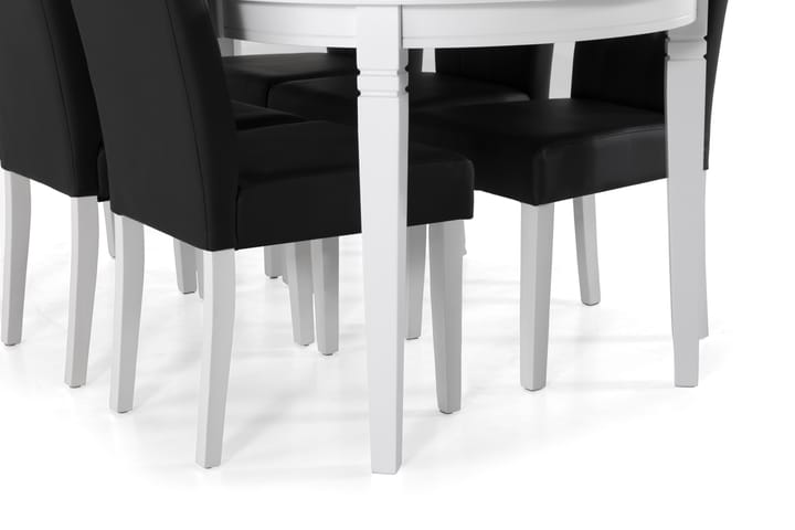 Matbord Lowisa med 6 st Leo stolar - Vit|Svart PU - Möbler - Bord & matgrupp - Matgrupp