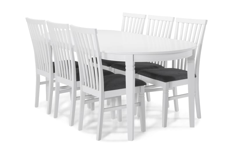 Matbord Lowisa med 6 st Lowisa stolar - Vit|Grå - Möbler - Bord & matgrupp - Matgrupp