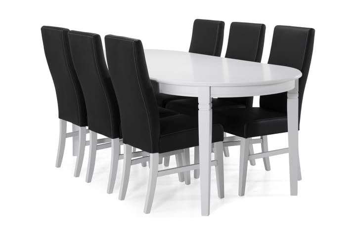Matbord Lowisa med 6 st Max stolar - Vit|Svart - Möbler - Bord & matgrupp - Matgrupp