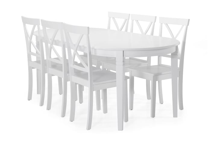 Matbord Lowisa med 6 st Nadica stolar - Vit - Möbler - Bord & matgrupp - Matgrupp