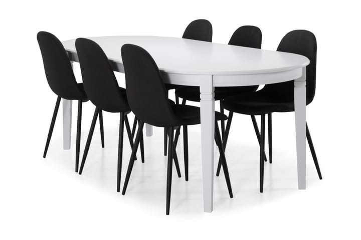Matbord Lowisa med 6 st Naira stolar - Vit|Svart - Möbler - Bord & matgrupp - Matgrupp
