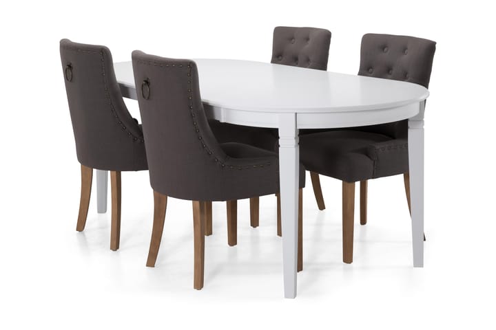 Matbord Lowisa med 6 st Ophelia stolar - Grå|Vit - Möbler - Bord & matgrupp - Matgrupp