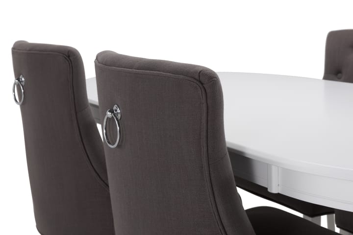 Matbord Lowisa med 6 st Ophelia stolar - Vit|Mörkgrå - Möbler - Bord & matgrupp - Matgrupp