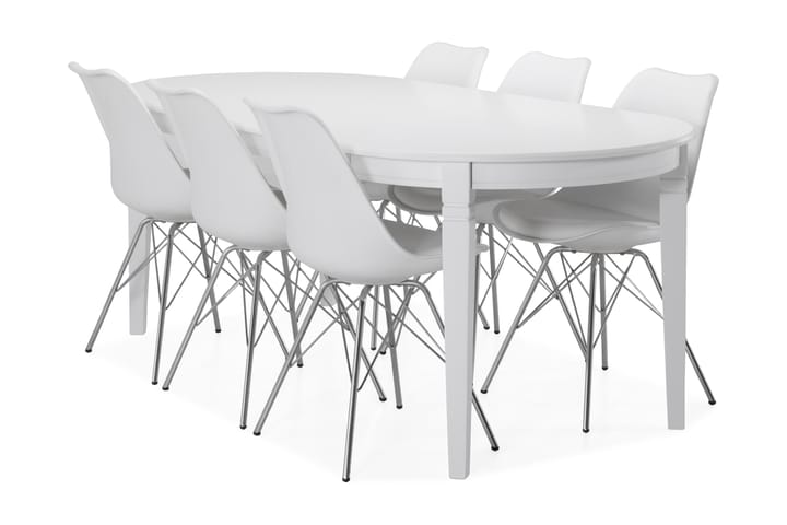 Matbord Lowisa med 6 st Scale stolar - Vit|Krom - Möbler - Bord & matgrupp - Matgrupp