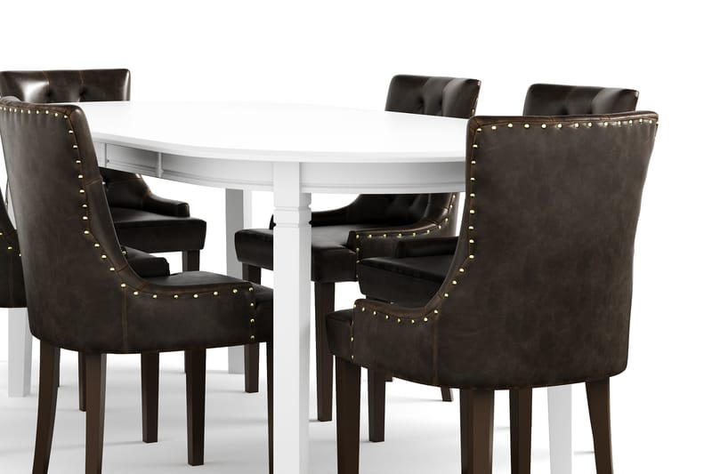Matbord Lowisa med 6 st Tuva stolar - Vit|Brun - Möbler - Bord & matgrupp - Matgrupp