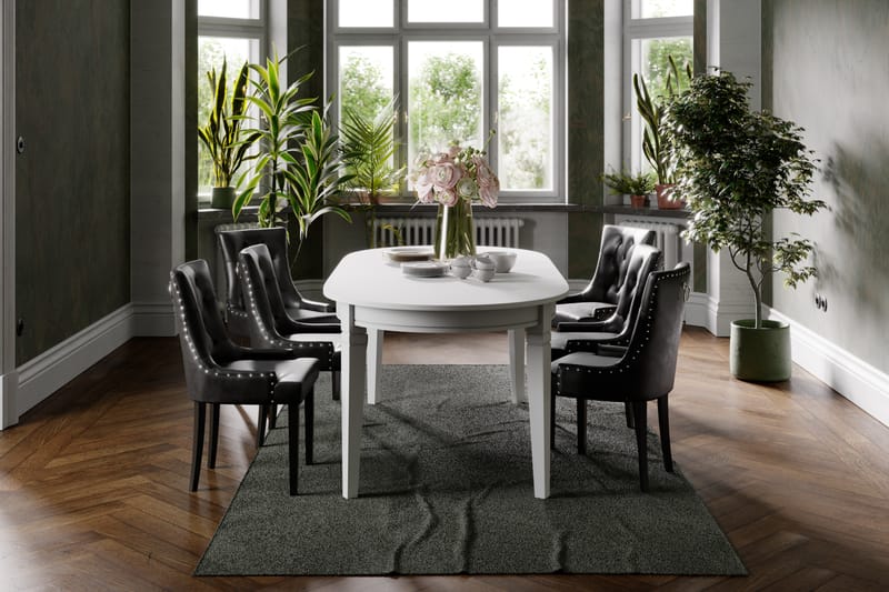 Matbord Lowisa med 6 st Tuva stolar - Vit|Svart - Möbler - Bord & matgrupp - Matgrupp