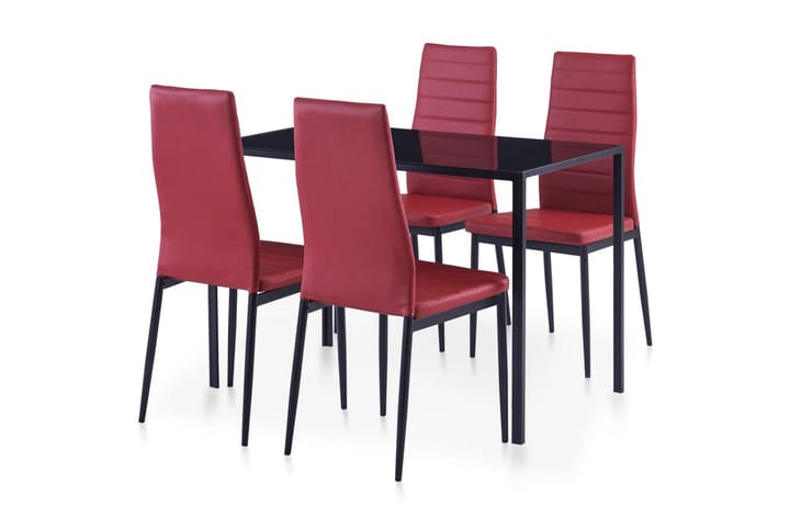 Matbord och stolar 5 delar vinröd - Röd - Möbler - Bord & matgrupp - Matgrupp