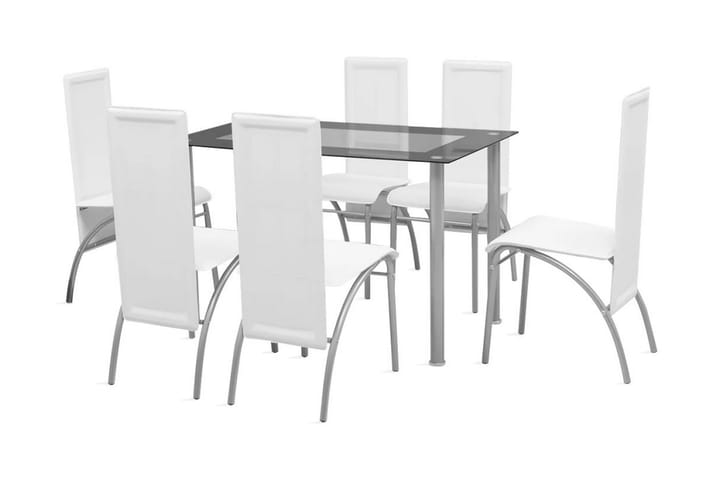 Matbord och stolar 7 delar vita - Flerfärgad - Möbler - Bord & matgrupp - Matgrupp