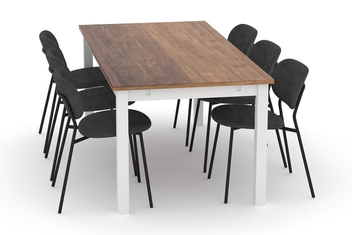 Matbord Octavia Förlängningsbart 90 cm med 6st Matstol Mcwai - Natur/Vit - Möbler - Bord & matgrupp - Matgrupp