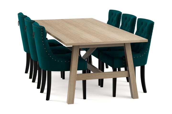 Matbord Redex 200 cm med 6st Köksstol Ophelia - Vit - Möbler - Bord & matgrupp - Matgrupp
