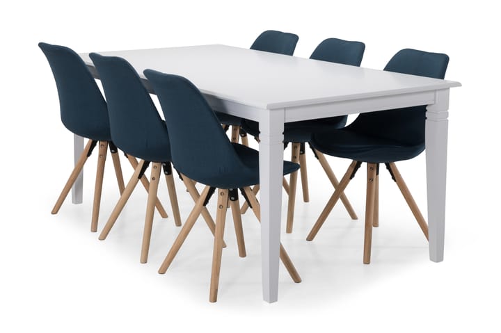 Matbord Twain med 6 st Anton stolar - Vit|Blå - Möbler - Bord & matgrupp - Matgrupp