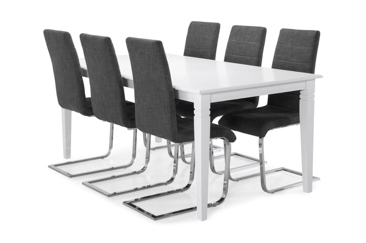 Matbord Twain med 6 st Jack stolar - Vit|Grå - Möbler - Bord & matgrupp - Matgrupp
