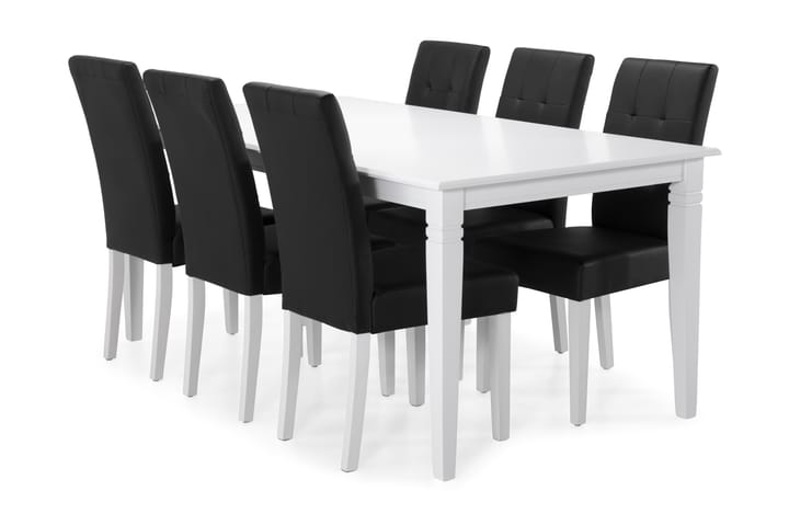 Matbord Twain med 6 st Leo stolar - Svart|Vit - Möbler - Fåtölj & stolar - Matstol & köksstol