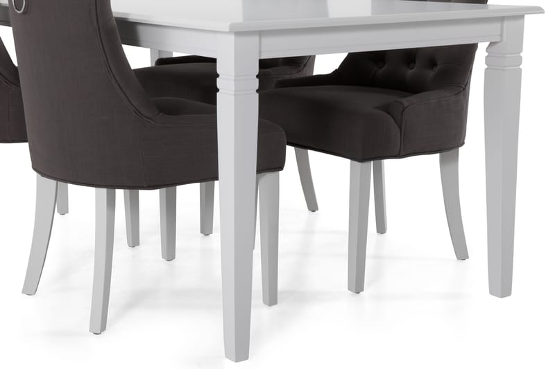 Matbord Twain med 6 st Ophelia stolar - Vit|Mörkgrå - Möbler - Bord & matgrupp - Matgrupp